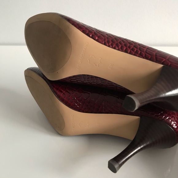 Arturo Chiang Red Wine Snakeskin Pumps Patent Leather Women’s Shoes Vintage Y2K - Picture 11 of 16